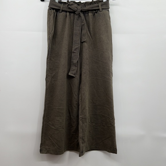 🆕Charcoal French Terry Paperbag High Waist Wide Leg Pant Hem & Thread S, M & L - Picture 5 of 15